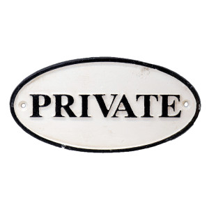 Private Cast Iron Metal Sign - Vintage Style, a decorative sign intended for a wall, doorway or entrance display
