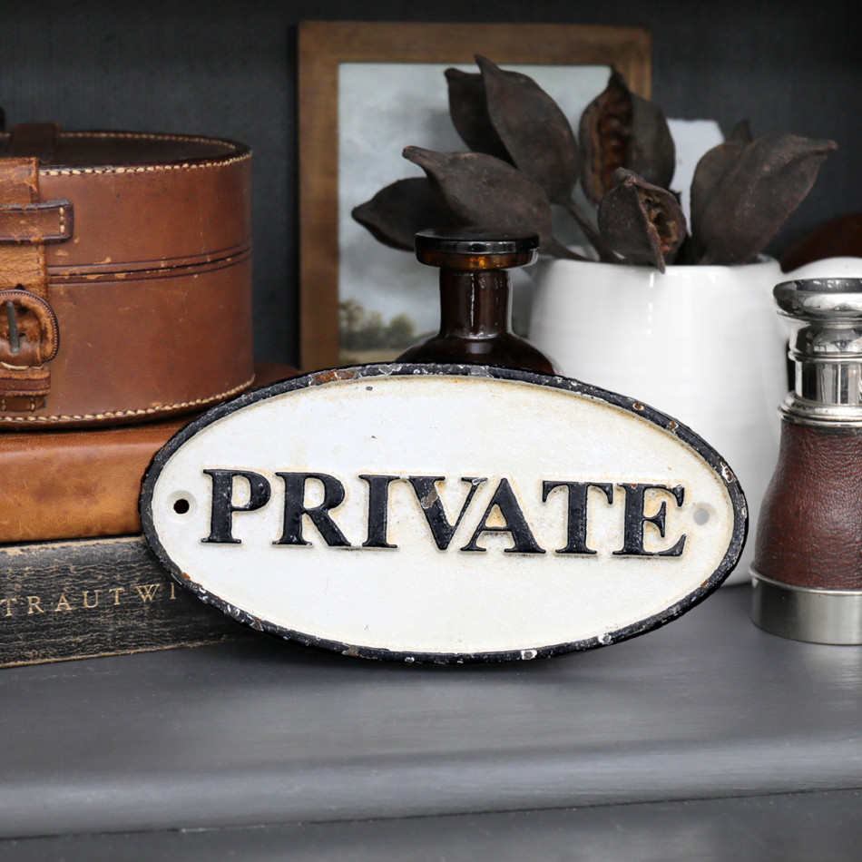 Private Cast Iron Metal Sign - Vintage Style, a decorative sign for a wall, doorway or entrance