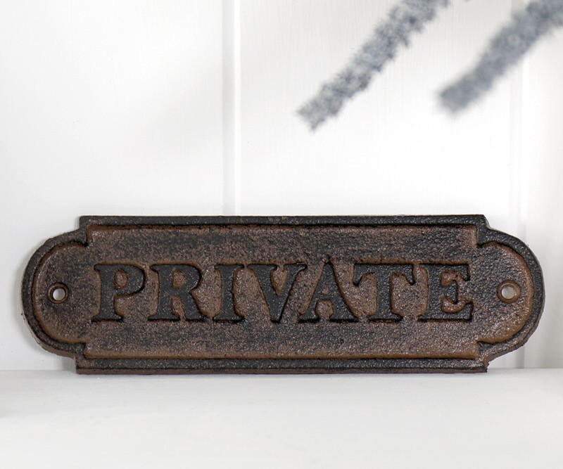 Private Cast Iron Wall Sign