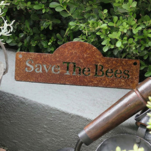 Save the Bees Garden Sign - Rusty