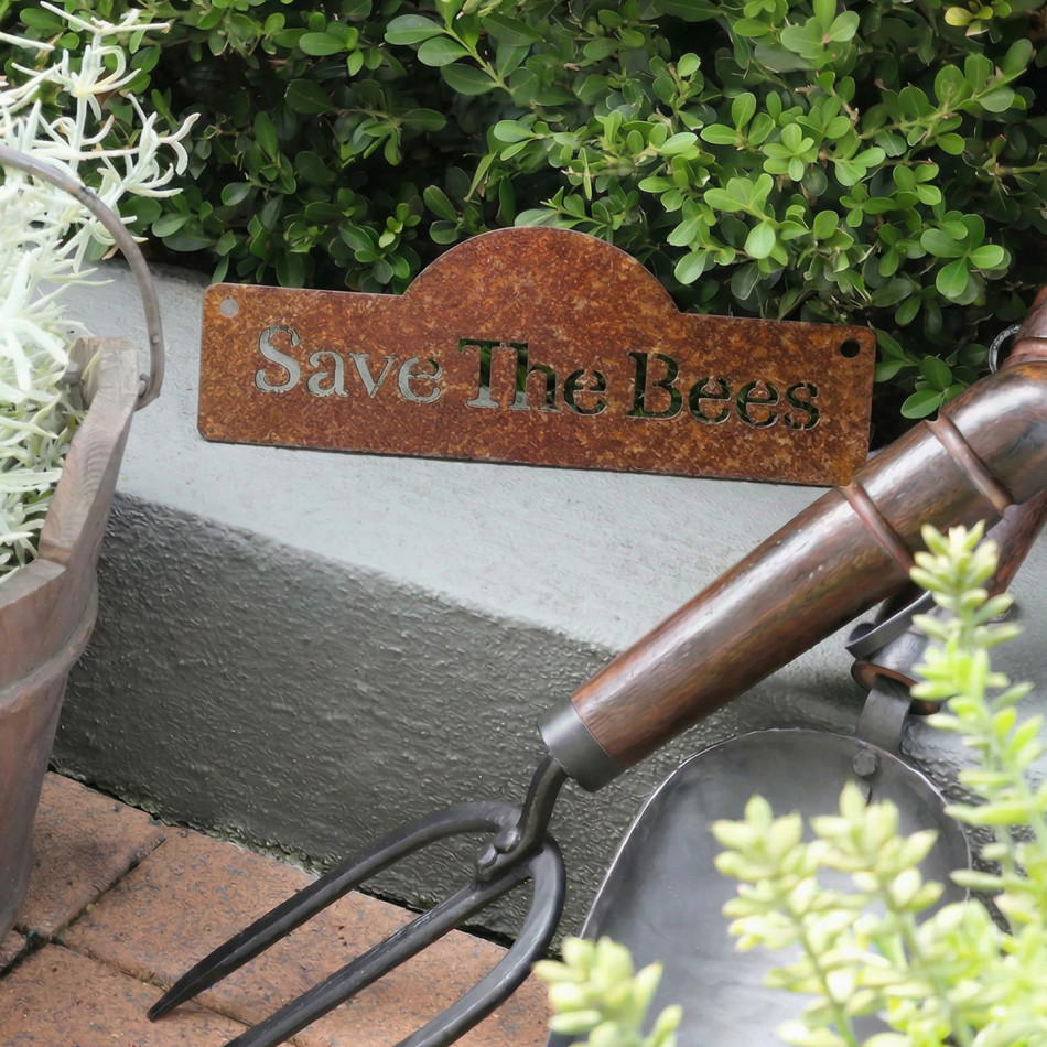 Save the Bees Garden Sign - Rusty, a decorative sign for a wall, doorway or entrance