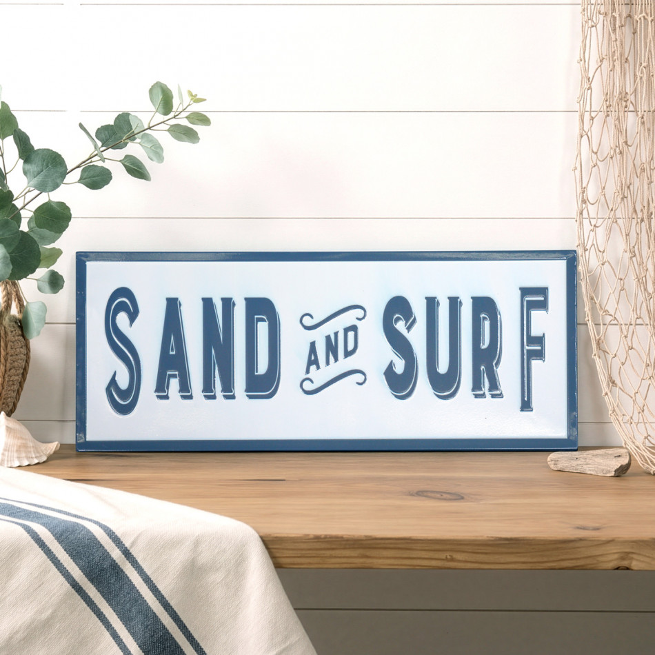 Sand & Surf Wall Sign - Beach House Sign, a decorative sign intended for a wall, doorway or entrance display