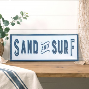 Sand & Surf Wall Sign - Beach House Sign, a decorative sign intended for a wall, doorway or entrance display