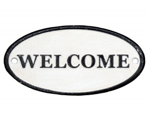 Welcome Cast Iron Sign - White