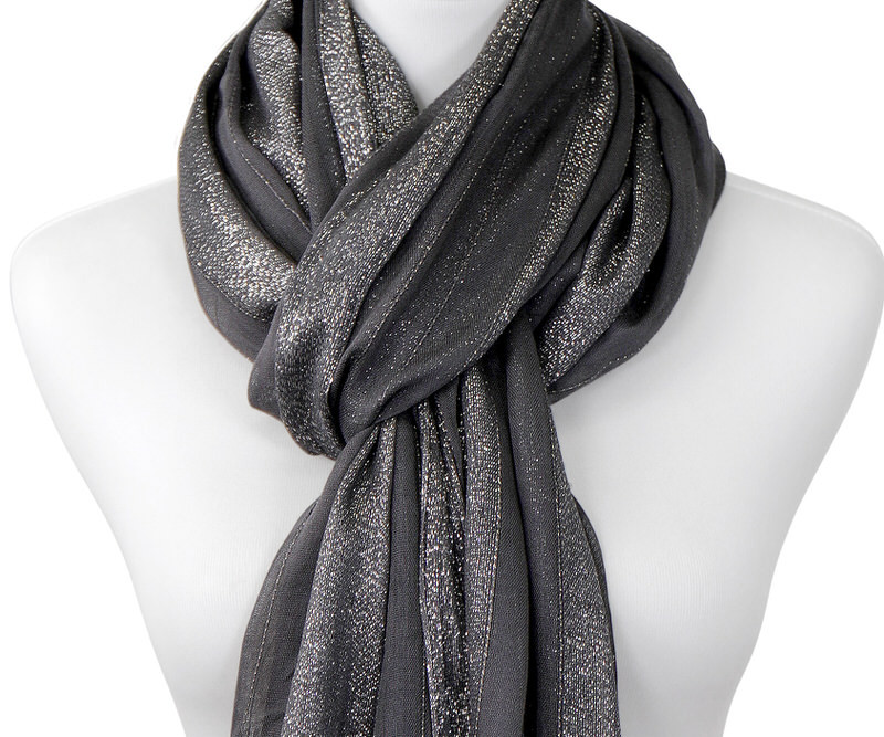 Destiny Charcoal & Silver Thread Scarf