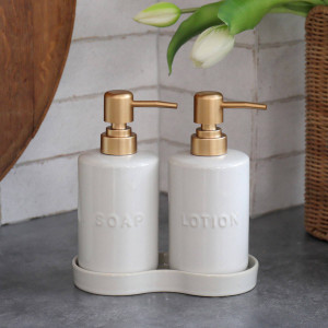 Riley Set 2 Soap & Lotion Dispensers, highlighting the product's distinctive form and defining design