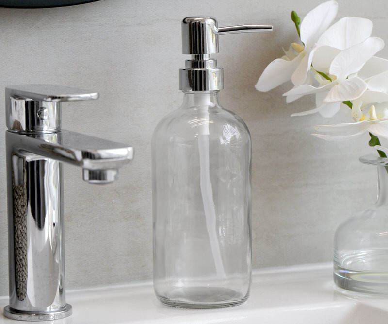 Riley Glass Soap Dispenser - Silver