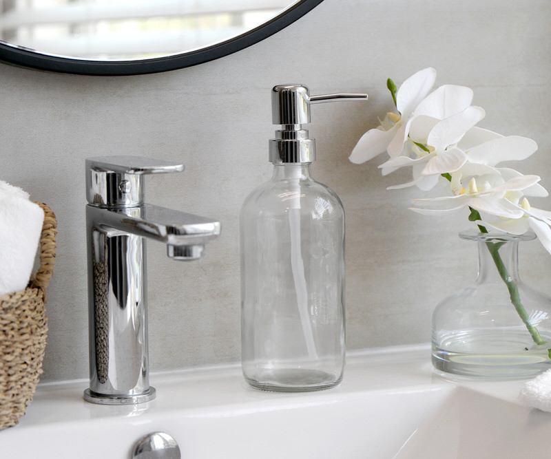 Riley Glass Soap Dispenser - Silver