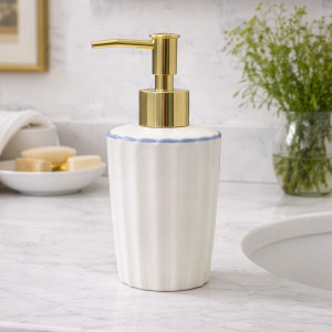Adelia Fluted Soap Dispenser, highlighting the product's distinctive form and defining design