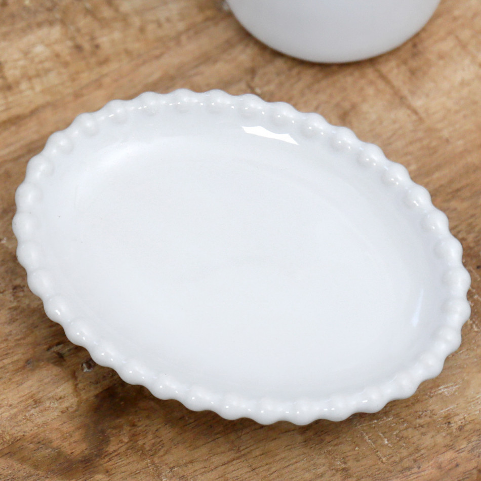 Louisa Beaded White Soap Dish / Trinket Dish, decorative tableware