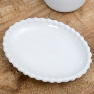 Louisa Beaded White Soap Dish / Trinket Dish, decorative tableware