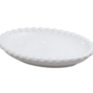 Louisa Beaded White Soap Dish / Trinket Dish, a tabletop piece for serving or decorative display