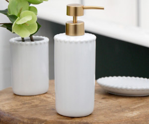 Louisa Beaded White Soap Pump