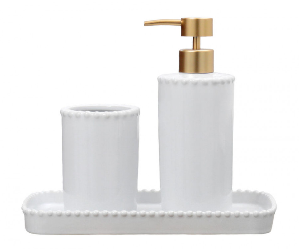 Louisa Beaded White Bathroom Cup