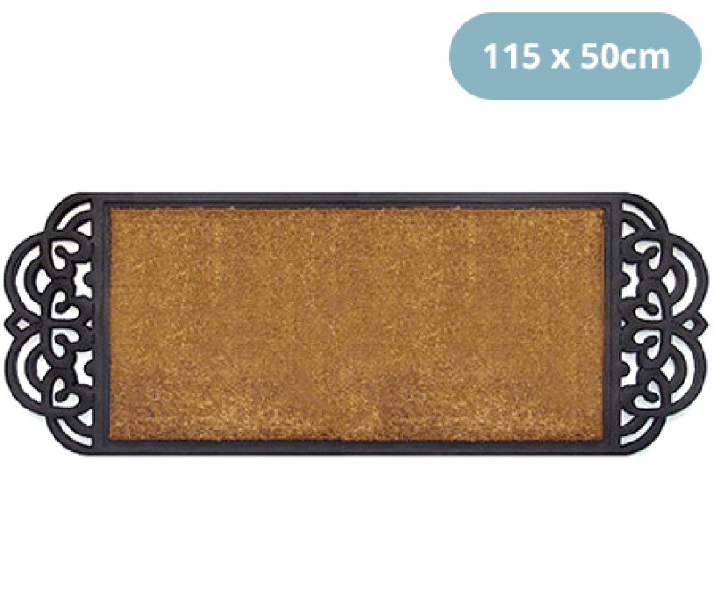 Sofia Long Doormat Coir & Rubber Scroll