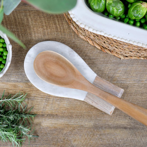 Eliot Marble Spoon Rest, a functional utensil for food preparation, serving or household use
