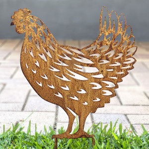 Farmyard Hen Garden Stake Decor