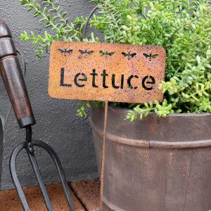 Rusty Lettuce Garden Stake, decorative home accessory