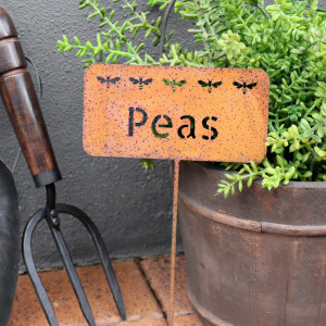 Rusty Peas Garden Stake, decorative home accessory