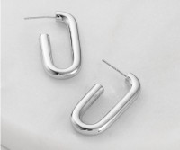 Allegra Silver Long Hoop Earrings