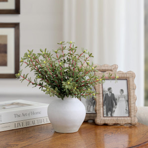 Set 2 Golden Sedum Leaf Sprays, a decorative botanical stem or arrangement for styling in a vase