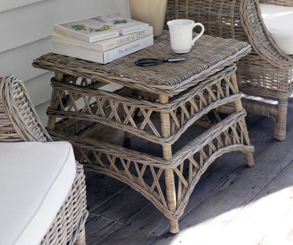 Olympia Side Table - Antique Grey Cane