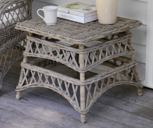 Olympia Side Table - Antique Grey Cane