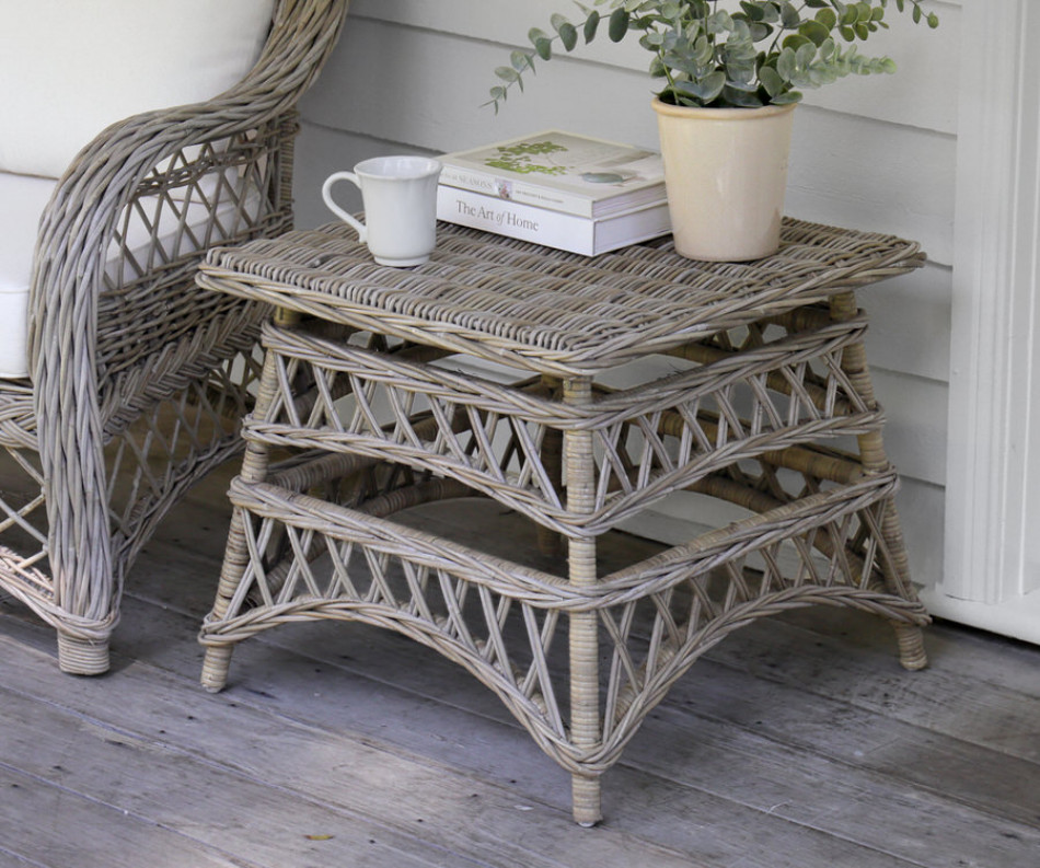 Olympia Side Table - Antique Grey Cane