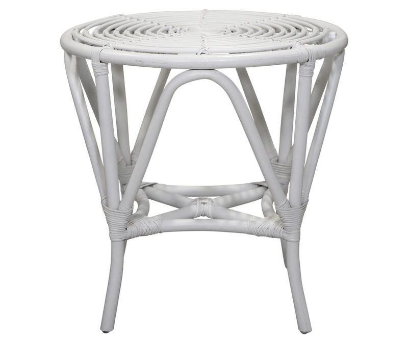 Avery Rattan Side Table White