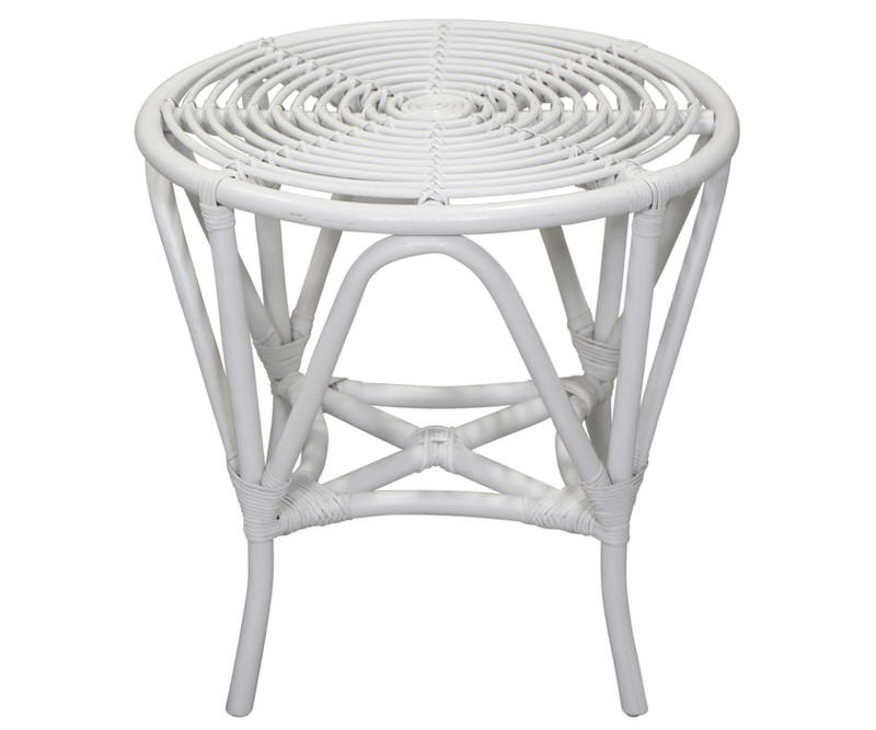 Avery Rattan Side Table White