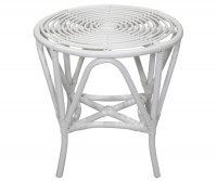 Avery Rattan Side Table White