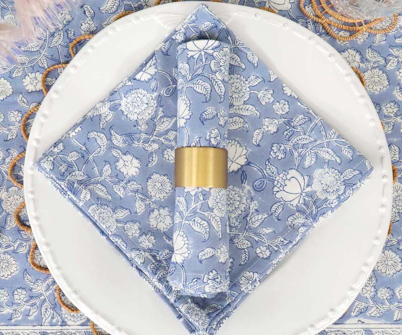 Set 4 Sevenoaks Cornflower Blue Floral Napkins