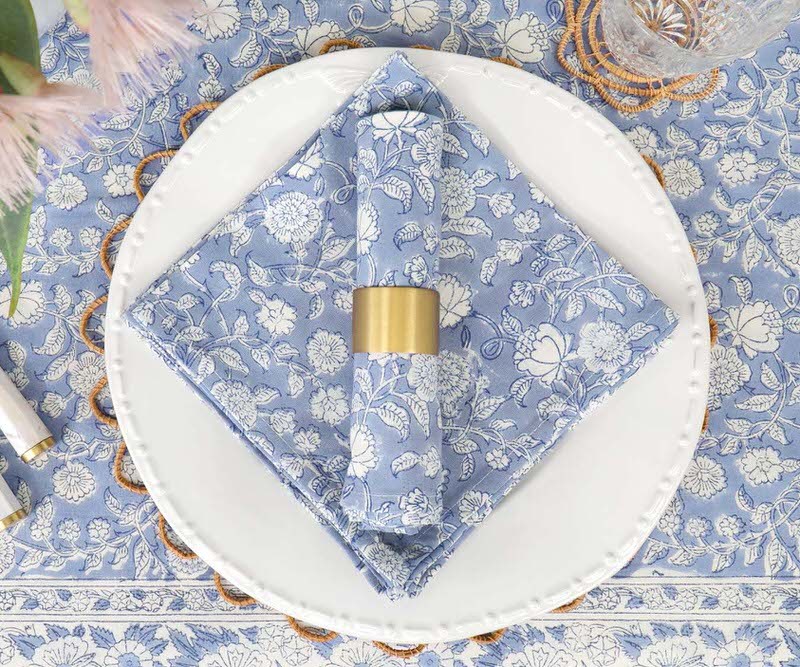 Set 4 Sevenoaks Cornflower Blue Floral Napkins