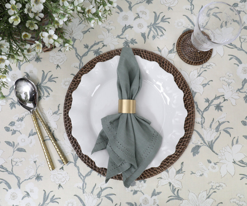 Cream Larkhill Floral Tablecloth - 8 seater