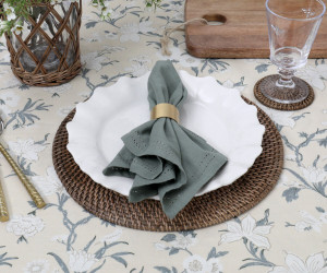 Cream Larkhill Floral Tablecloth - 8 seater