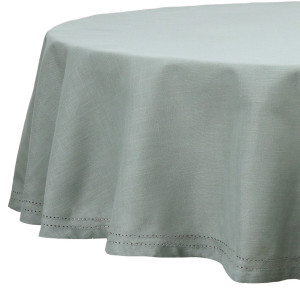 Round Foxton Green Tablecloth, a textile accessory designed for dining, kitchen or tabletop use