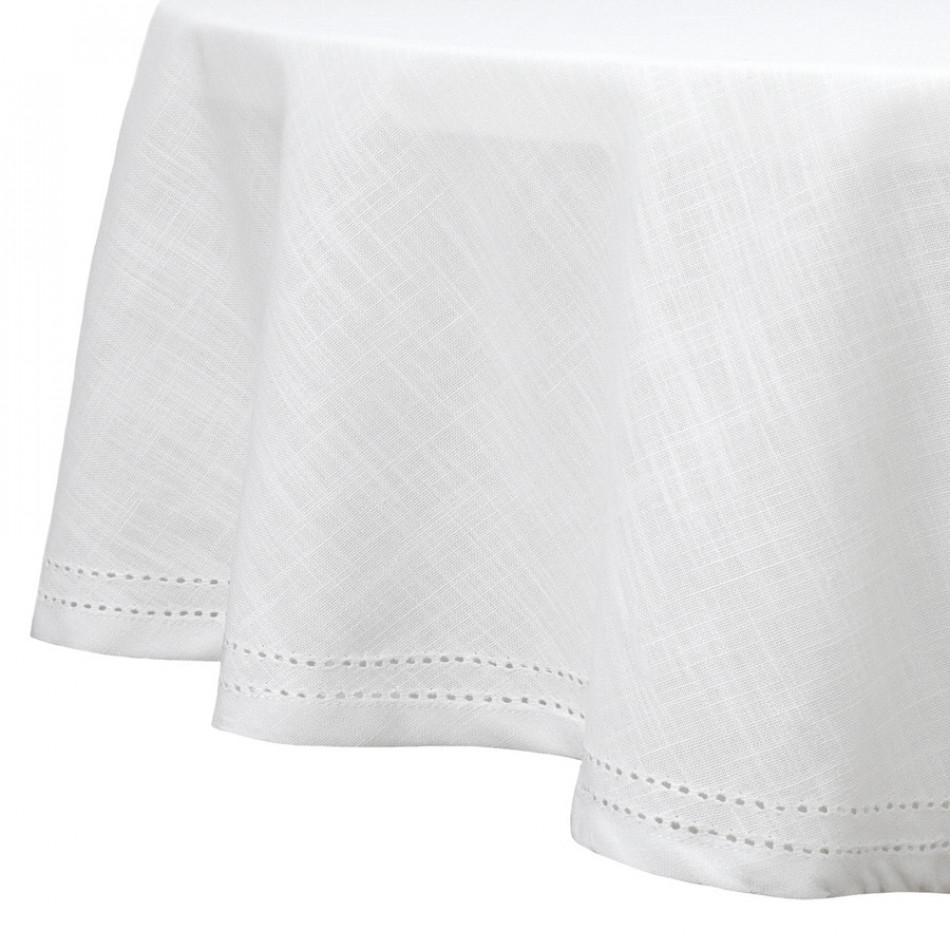 Round Foxton White Tablecloth 180CM, decorative tableware