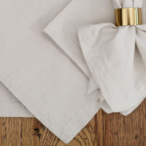 Oatmeal Sorrento Liveable Linen Tablecloth - 6 Seater, decorative tableware