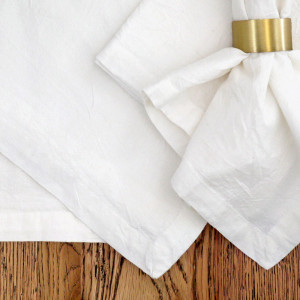 White Sorrento Liveable Linen Tablecloth - 6 Seater, decorative tableware
