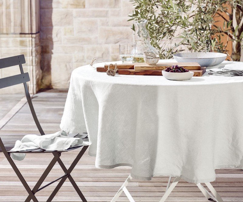 Moss White Round Linen Tablecloth 220cm Moss White Round Linen Tablecloth 220cm, Linen Tablecloth Round Table