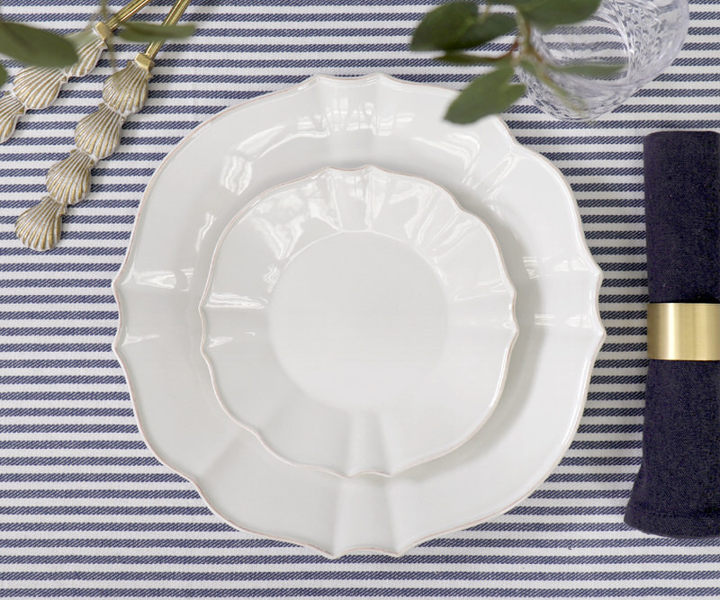 300cm Classic Navy Ticking Stripe Tablecloth - 8-10 seater