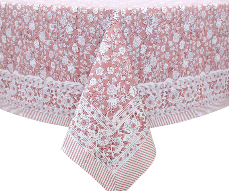 220cm Sevenoaks Rose Pink Floral Tablecloth - 6-8 Seat