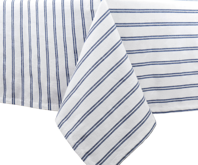 230cm Provence Blue & White Stripe Tablecloth - 6-8 seater