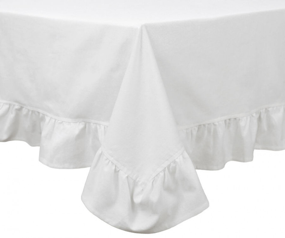 Romance White Ruffle Tablecloth - 8 seater