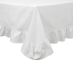 Romance White Ruffle Tablecloth - 8 seater