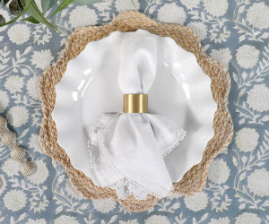 220cm Samara Denim Blue Floral Tablecloth