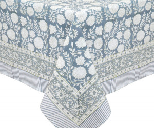 220cm Samara Denim Blue Floral Tablecloth
