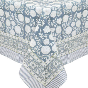 220cm Samara Denim Blue Floral Tablecloth, decorative tableware