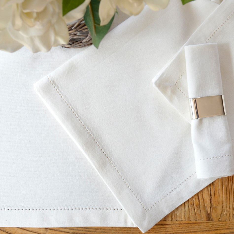 Langford White Tablecloth with accompanying white napery