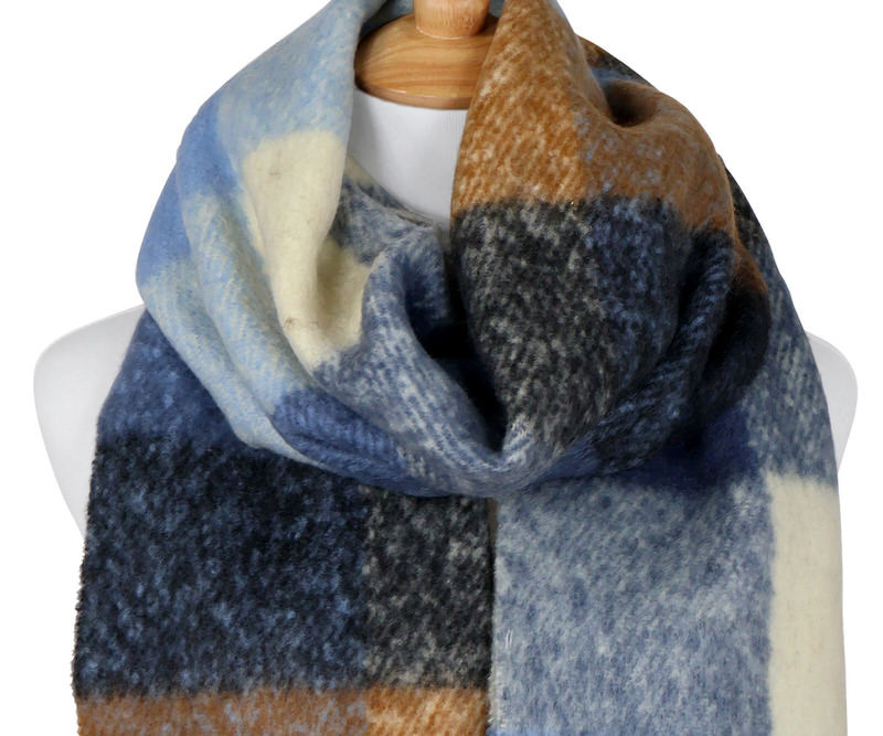 Camino Blue & Brown Tartan Winter Scarf